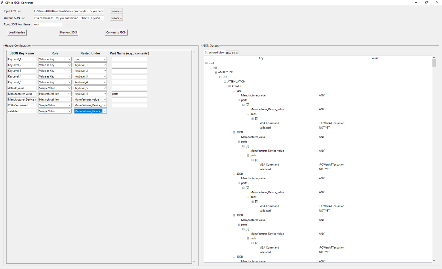 CSV to JSON structure utility | i@like.audio